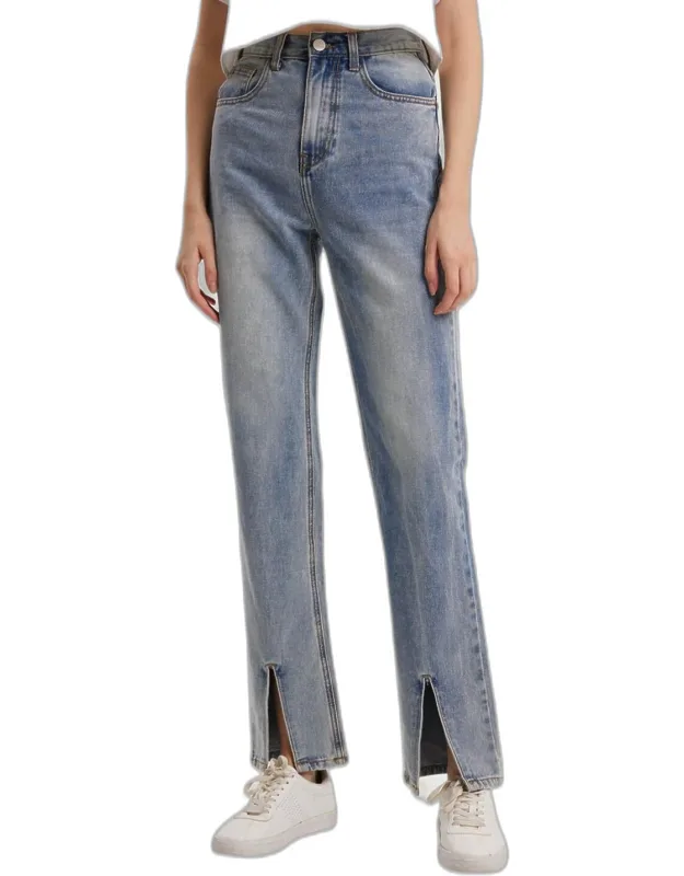 High-rise Split Hem Jeans