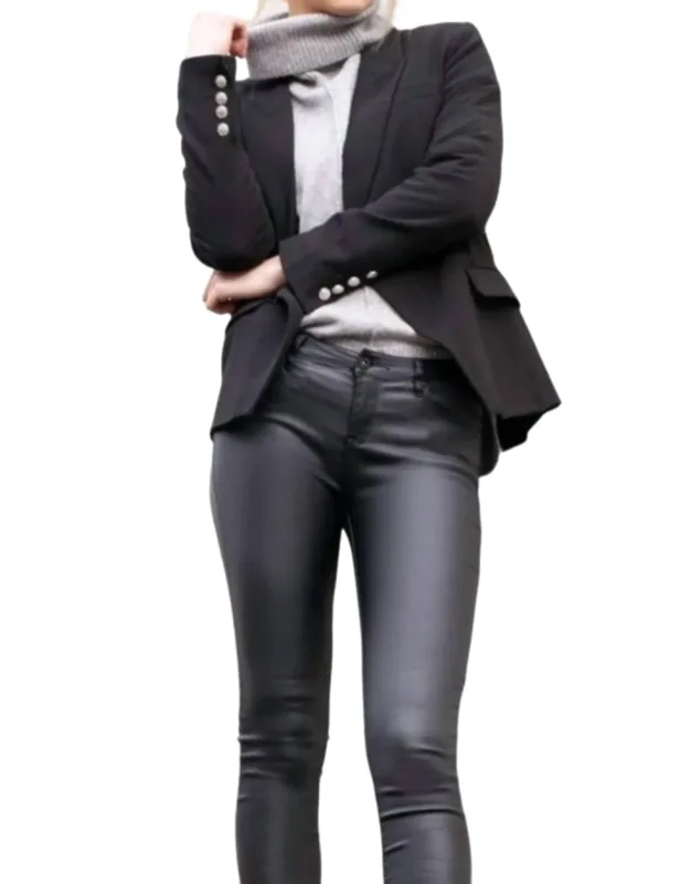 Coated Ankle Zip Jeans