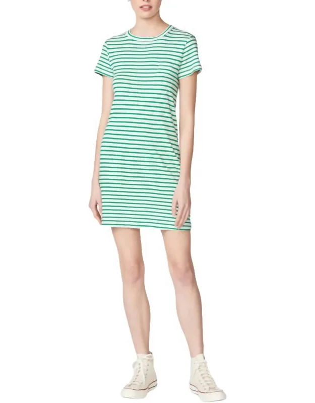 Linen Cotton Stripe Jersey Short Sleeve Dress