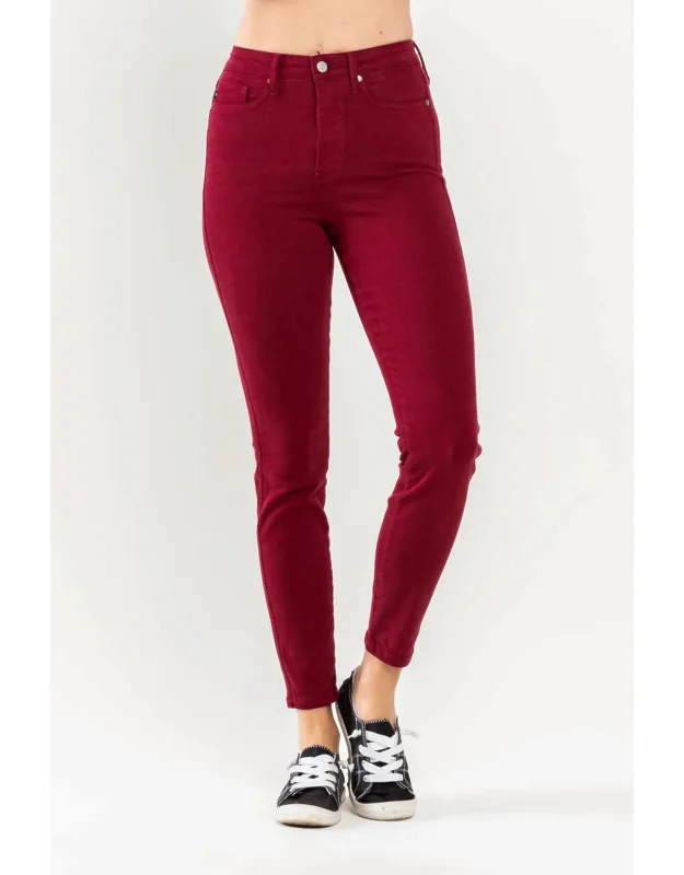 Tummy Control Garment Dyed Skinny Jeans