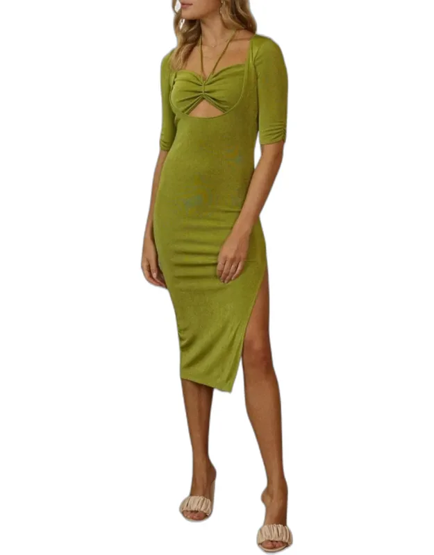Cutout Halter-neck Midi Dress