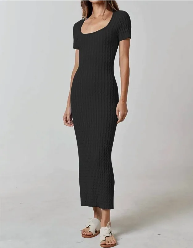 Cable Knit Short Sleeve Maxi Dress