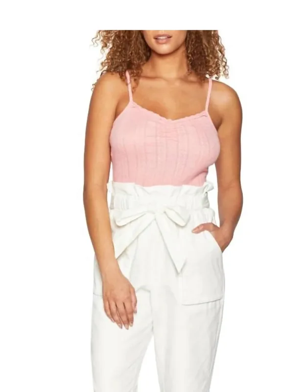 Pointelle Lace Trim Tank Top