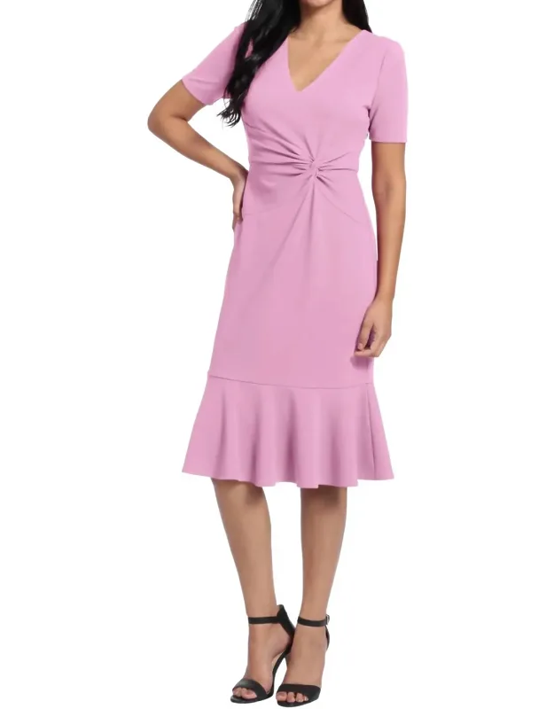 V-neck Twist Midi Dress