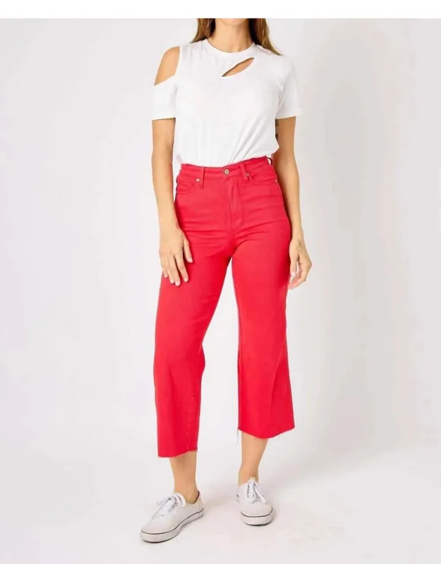 Tummy Control Crop Wide Leg Jeans