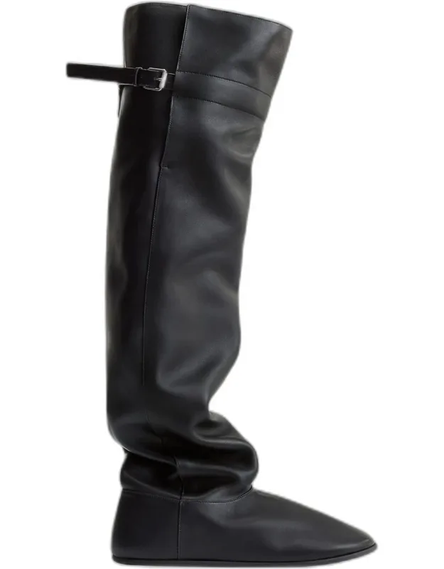 Shearling-lined Leather Over-the-knee Boots