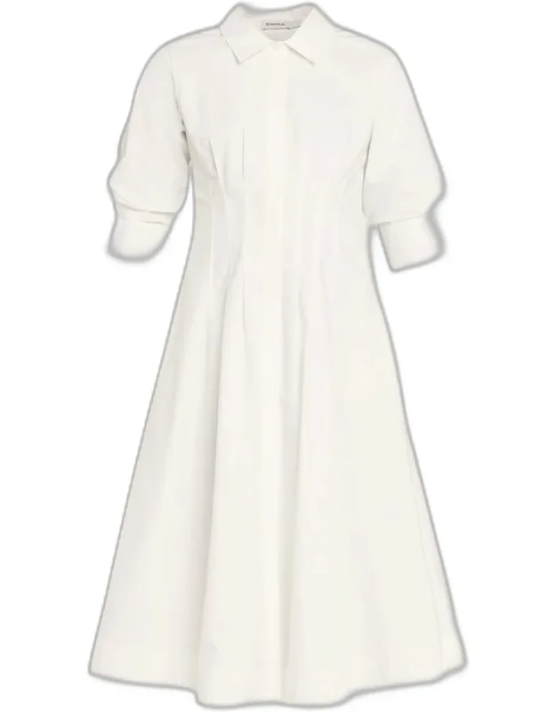 Pintuck Midi Shirtdress