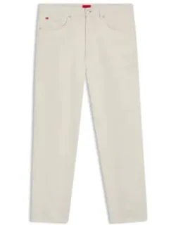 Hugo Tapered-fit Jeans In Ecru Denim - Weighty Denim Made With Summery Linen