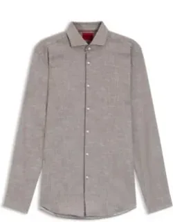 Slim-fit Shirt In Cotton And Linen