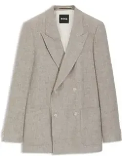 Relaxed-fit Double-breasted Blazer With Micro Pattern