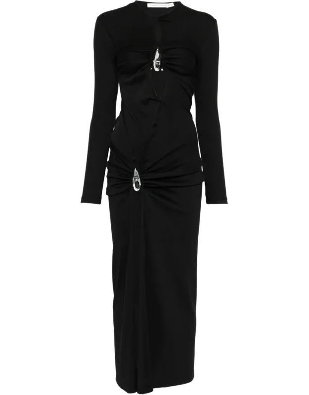 Crystal-pendant Open-twist Midi Dress