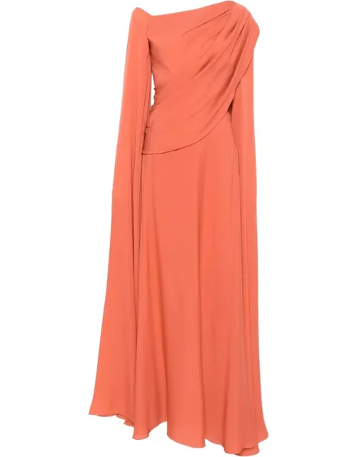 Draped Long-sleeve Dress
