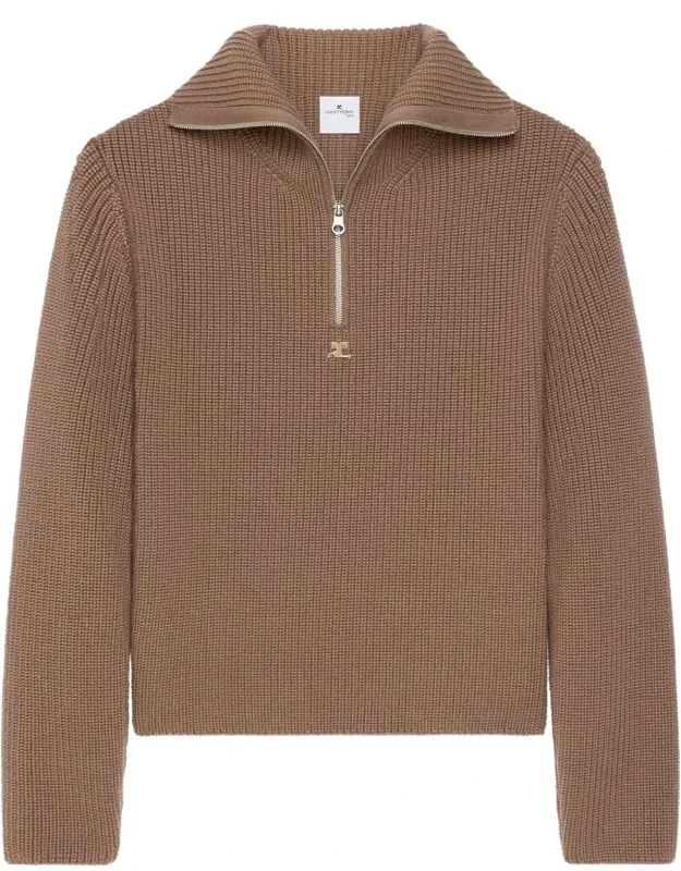 Funnel Neck Sweater With Half-zip Fastenings