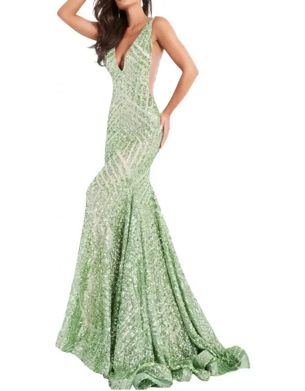 Low V Neck Sequin Sheath Dress