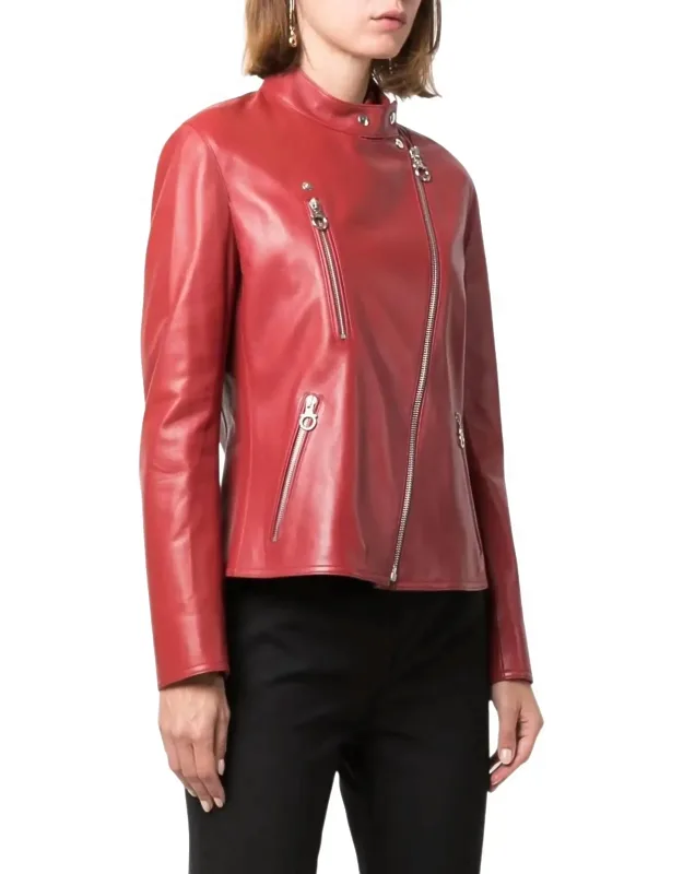 High Neck Leather Jacket