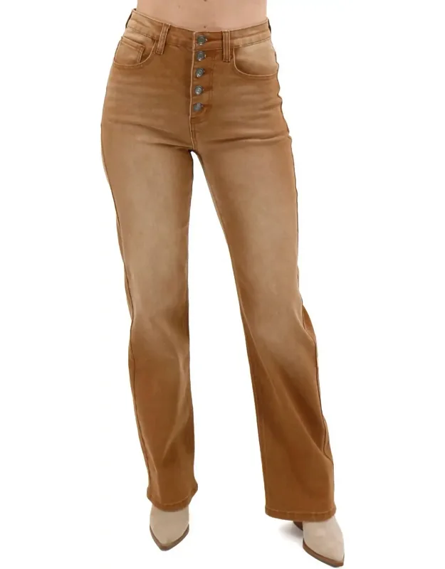 Button Fly Premium Wide Leg Denim Jeans