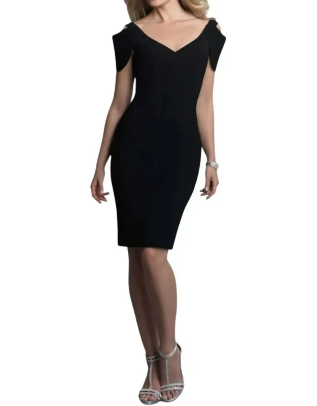 Cold-shoulder V-neck Sheath Cocktail Dress