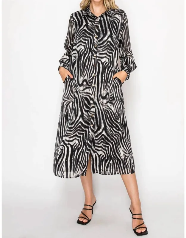 Woven Shimmering Animal Print Dress