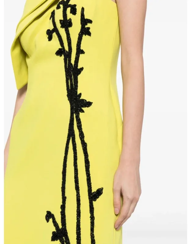 Crepe Off-shoulder Dress With Beading
