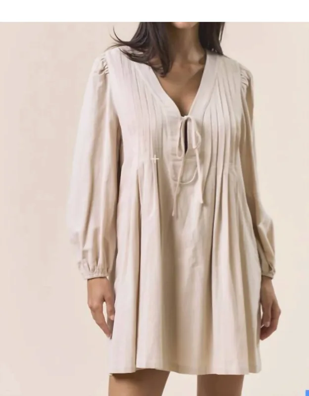 Vee Neck Puff Sleeve Dress