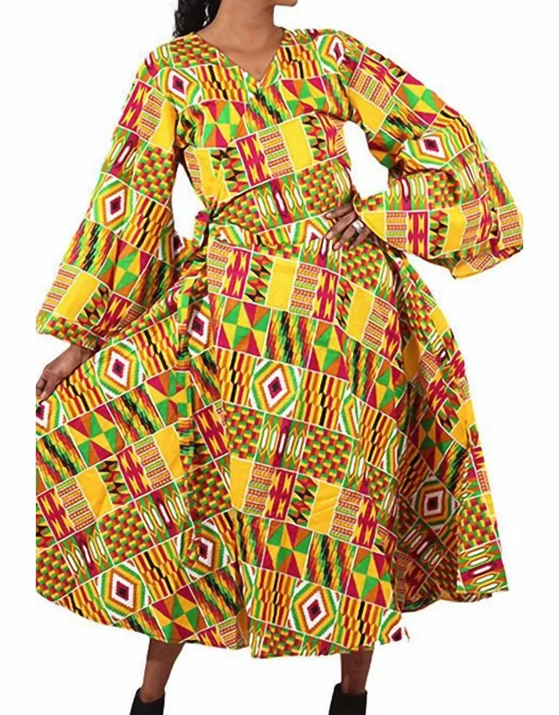 African Print Wrap Dress