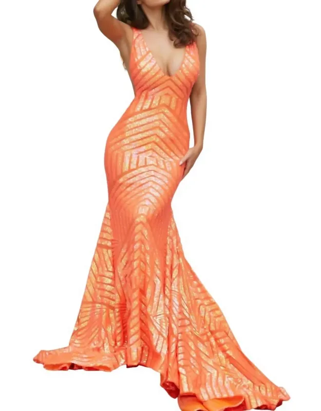 Low V Neck Sequin Sheath Dress