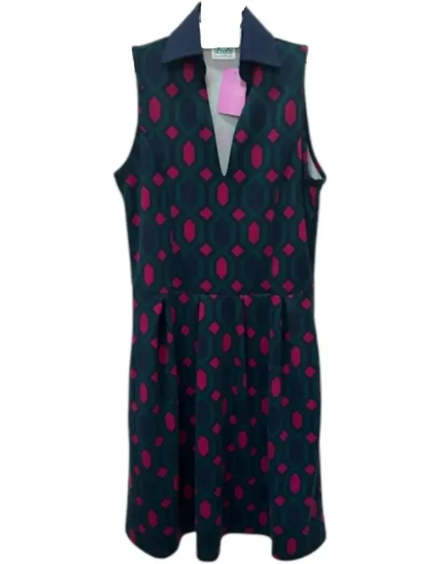 Topaz Poly Knit Dress With On-seam Pockets In Diamond Print