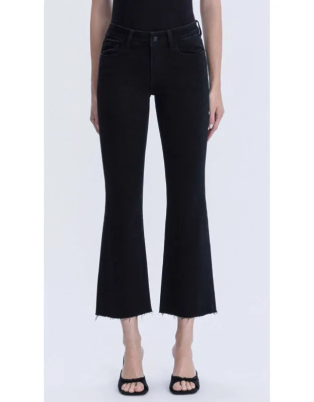 Mid Rise Raw Hem Bootcut Jeans