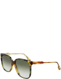 Sunglasses Square Full Rim, Blonde Havana/green Havana Frame And Green Gradient Lens Vb610scb225