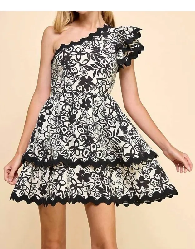 Evening Blooms One Shoulder Tiered Dress