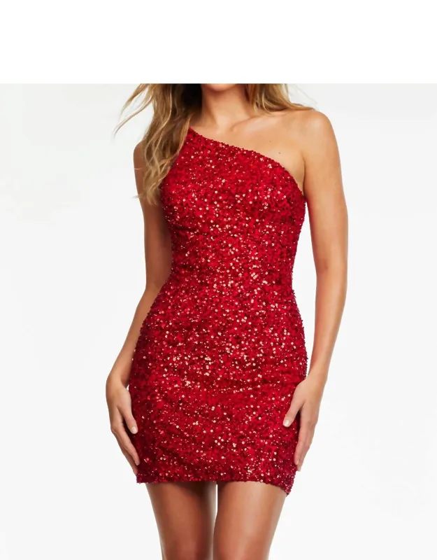Asymmetrical Lace-up Back Cocktail Dress