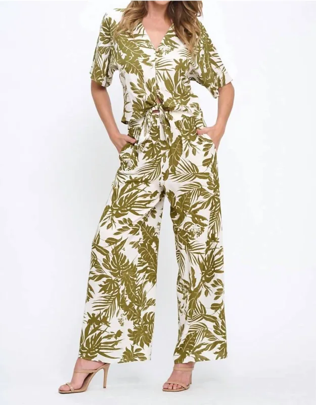 Linen Tropical Print Pants