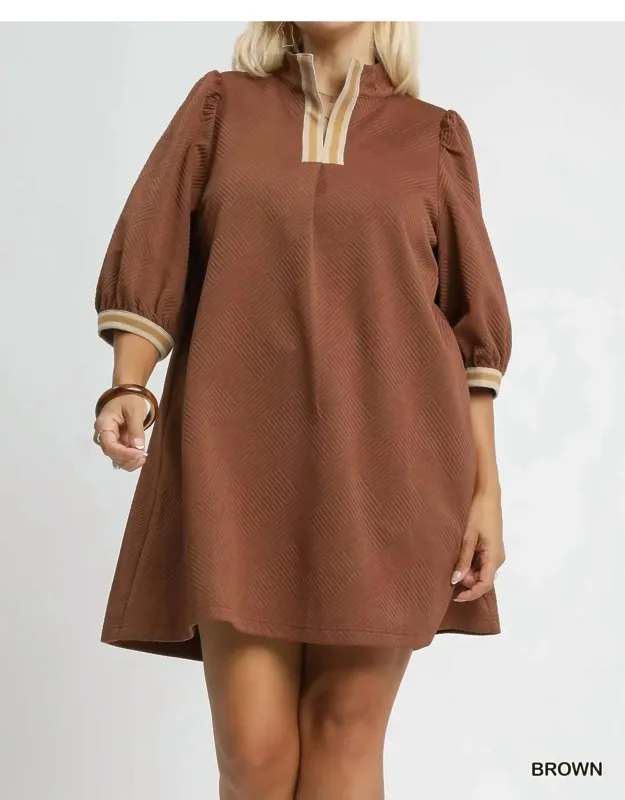 High Neck Jacquard Mini Dress