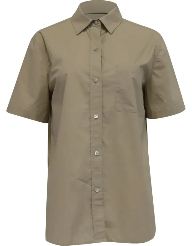 Short Sleeve Poplin Button-up Shirt