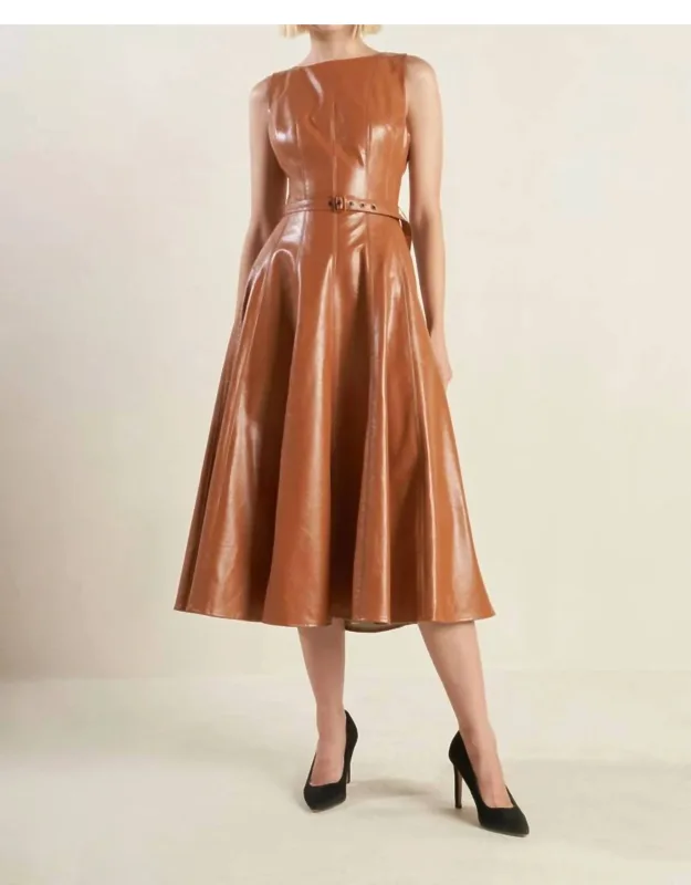 Faux Leather Midi Dress