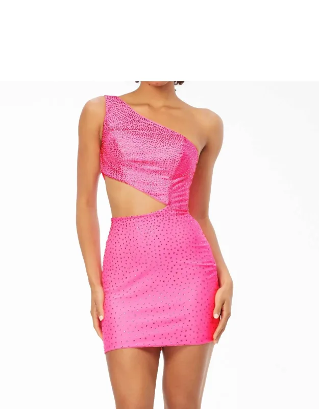 One Shoulder Jersey Cocktail Dress