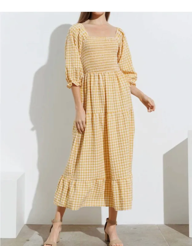Smocked Bodice Midi Dress