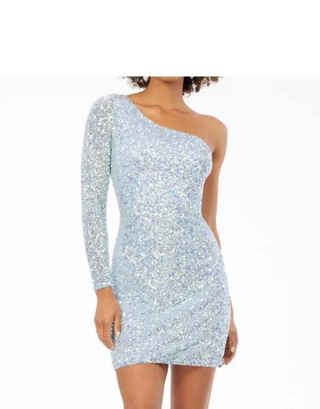 One-shoulder Short Sequin Cocktail Dress
