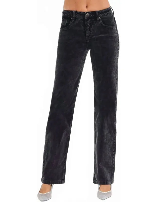Tummy Control Mid Rise Straight Leg Corduroy Pants