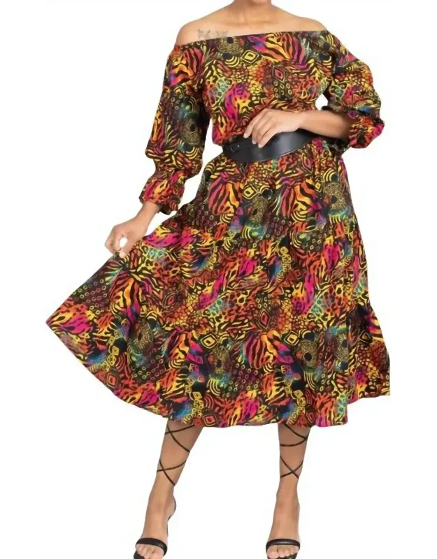 Off-shoulder Midi Dress