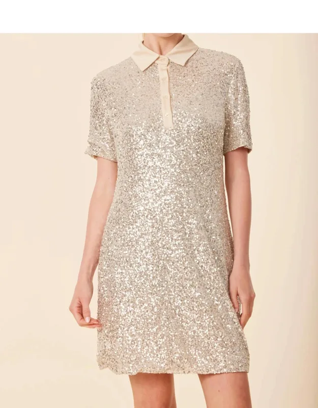 Sequin Polo Short Sleeve Dress