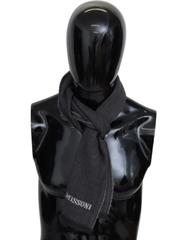 Elegant Wool Scarf With Signature Embroidery