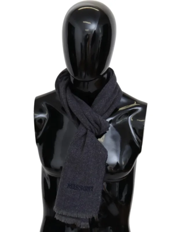 Elegant Wool Scarf With Logo Embroidery