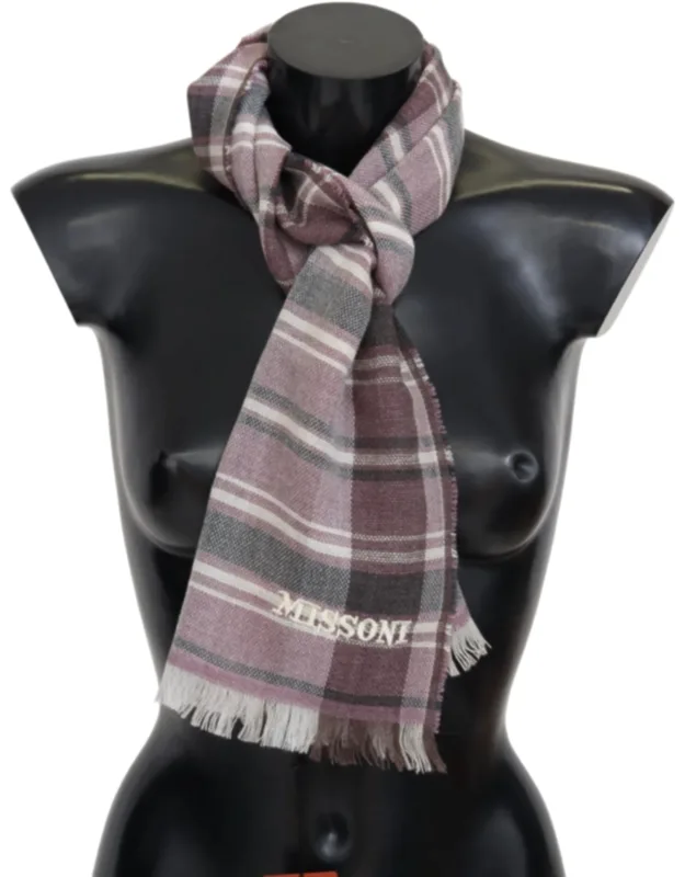 Elegant Wool Scarf With Logo Embroidery