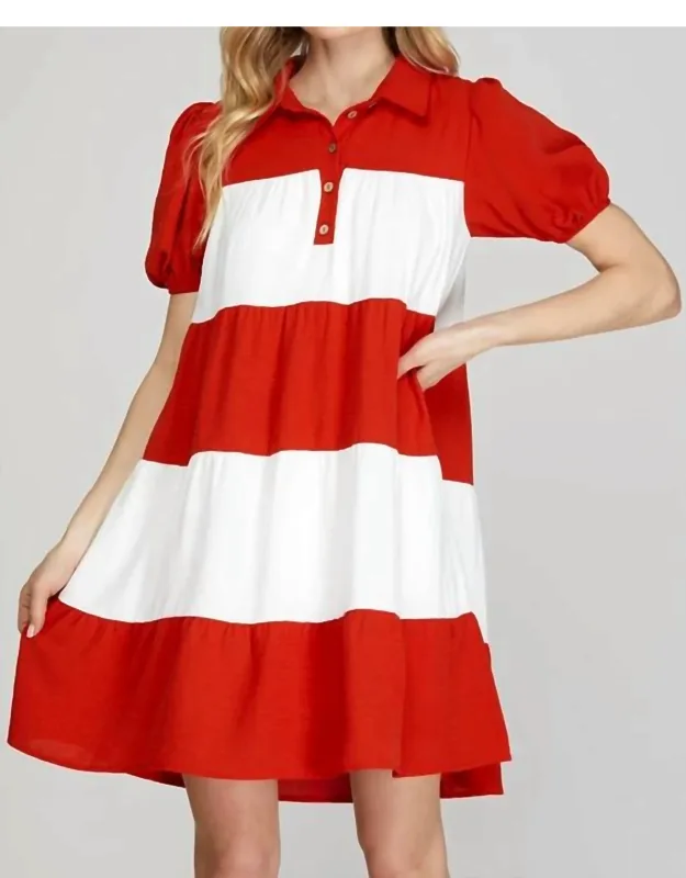 Colorblock Tiered Mini Dress