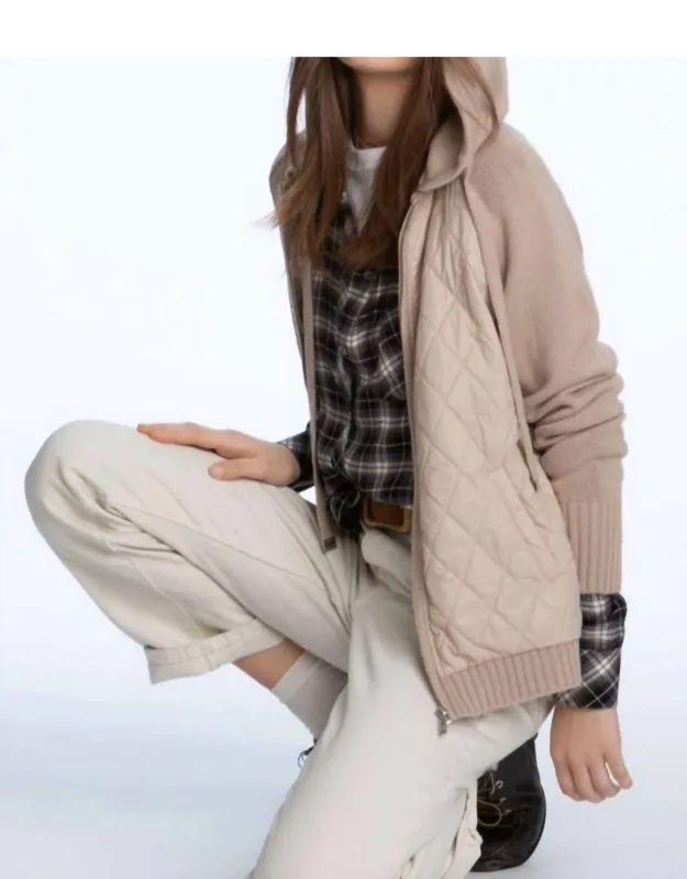 Quilted Zip Front Hoodie
