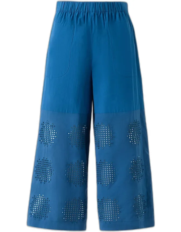Eyelet Cotton Poplin Wide-leg Crop Pants