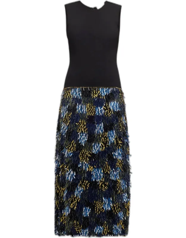 Sleeveless Fringe Midi Dress