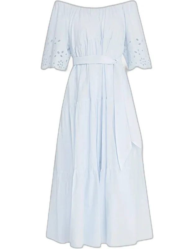 Tiered Eyelet-embroidered Midi Dress