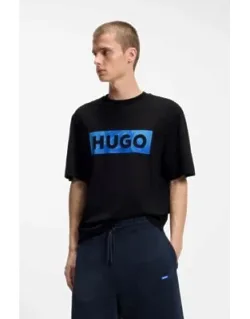 Hugo Logo-artwork T-shirt In Cotton Jersey - Black T-shirt